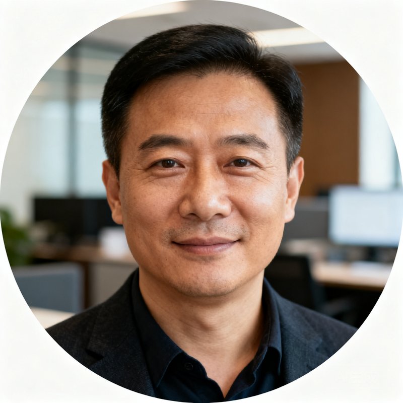 开云体育创始人兼CEO张启航的圆形头像，一位40岁左右的中国男性，穿着深色商务休闲装，背景为办公室环境，表情自信沉稳